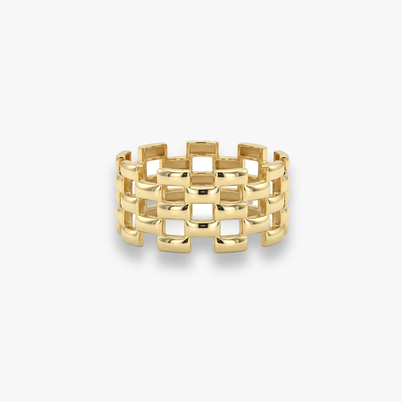 Gold Geometric Openwork Ring