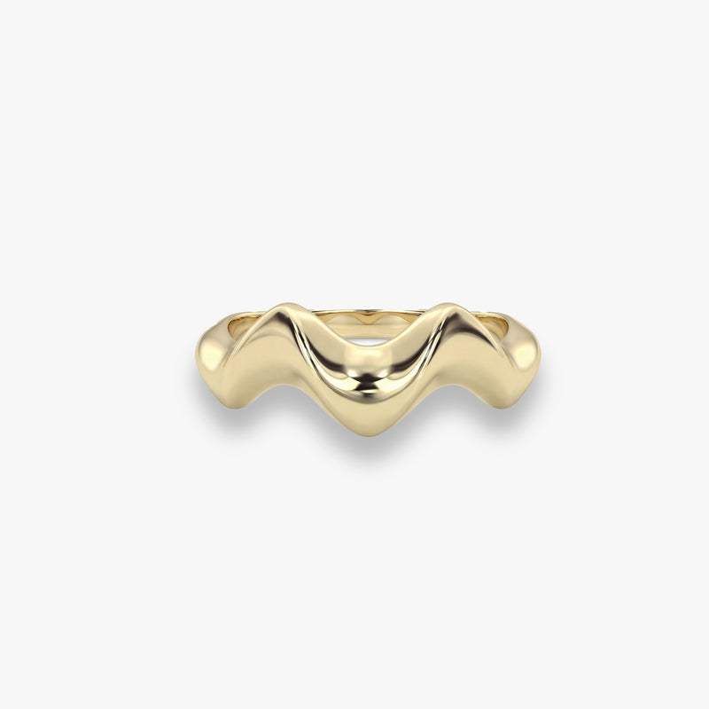 Solid Gold Sculpted Wave Ring