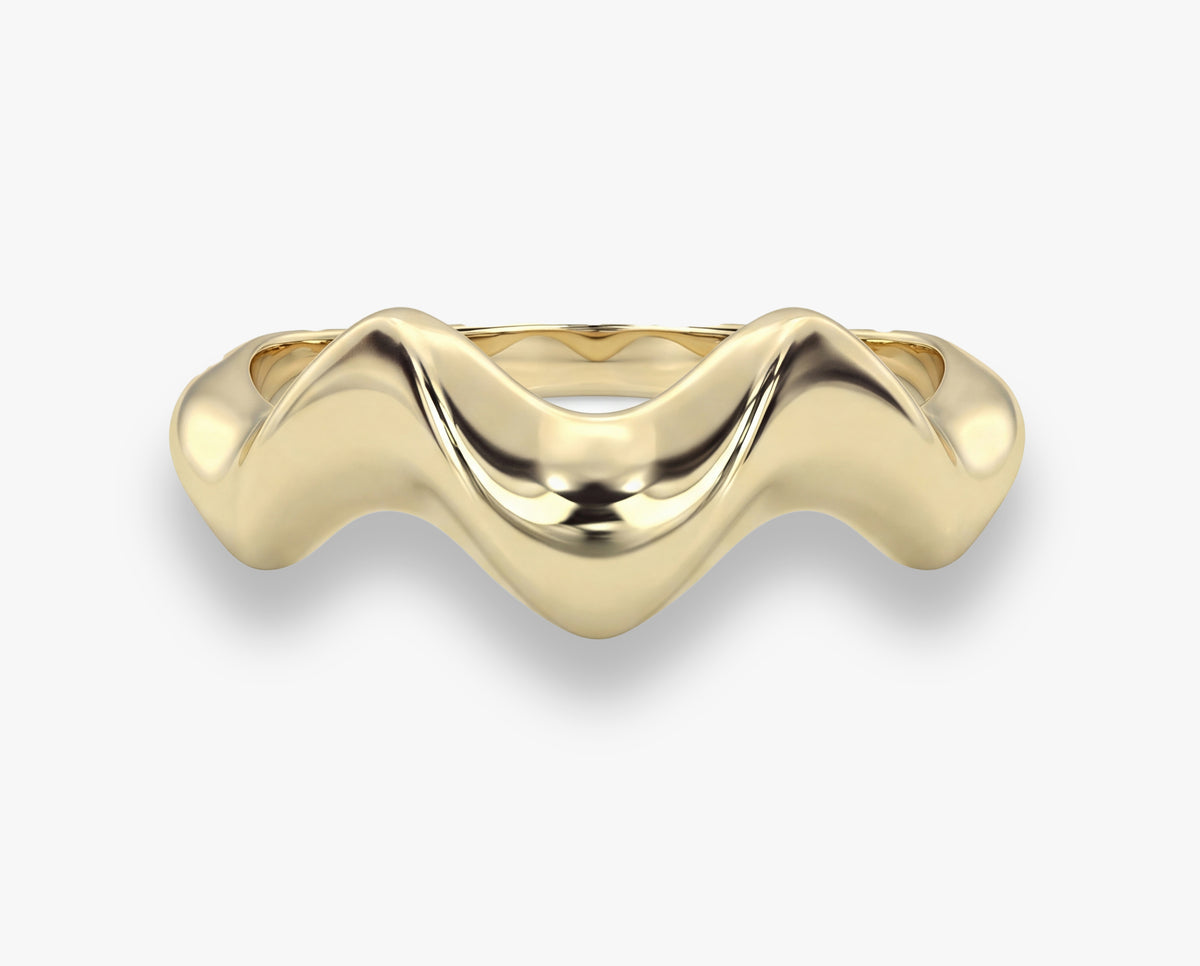 Solid Gold Sculpted Wave Ring