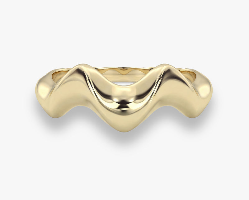Solid Gold Sculpted Wave Ring