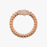 Solid Gold Miami Cuban Bracelet with Diamond Clasp – 11mm