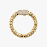 Solid Gold Miami Cuban Bracelet with Diamond Clasp – 11mm