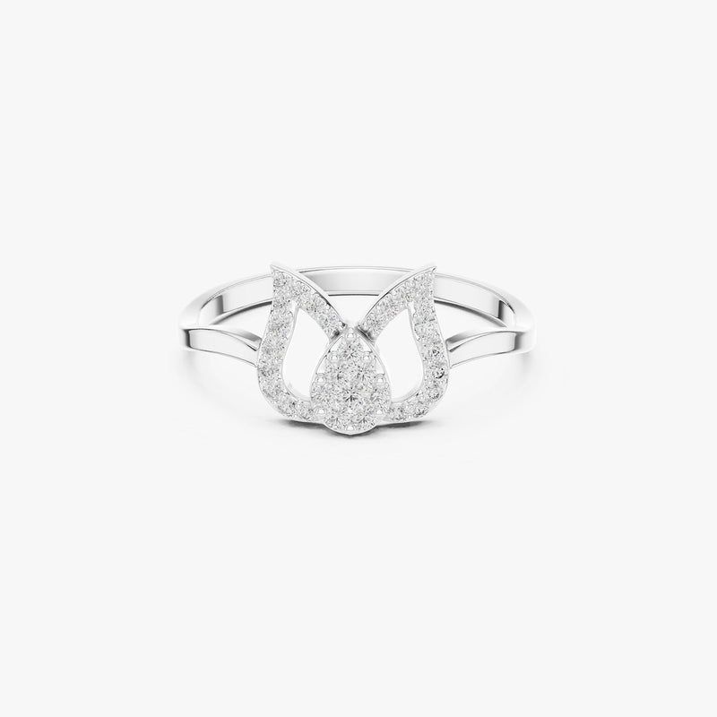 Gold Lotus Diamond Ring