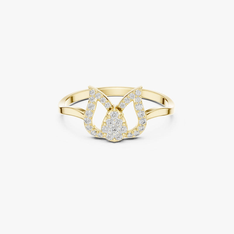 Gold Lotus Diamond Ring