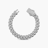 Solid Gold Pavé Miami Cuban Bracelet with Diamond Clasp – 11mm