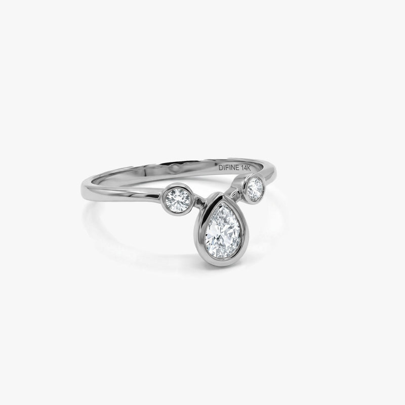 Pear Bezel Diamond Ring in Gold