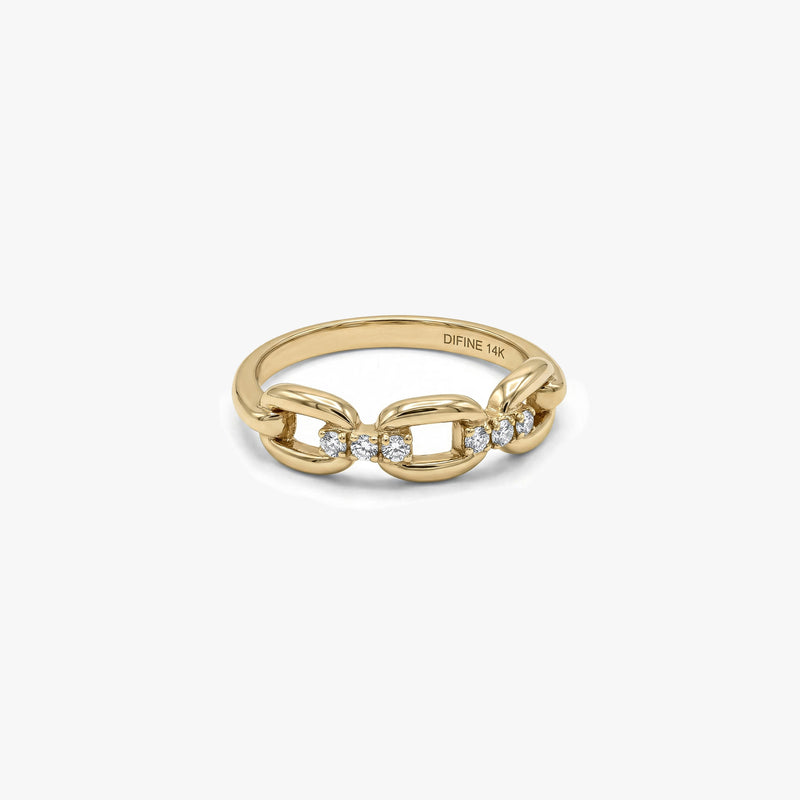 Gold Diamond Chain Ring