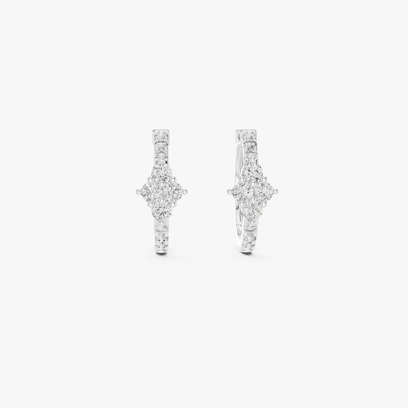 Lab Grown Diamond Cluster Huggie Earrings