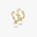 Pearl Drop Hoop Earrings