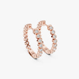 Bezel Diamond Huggie Hoop Earrings