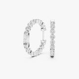 Bezel Diamond Huggie Hoop Earrings