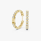 Bezel Diamond Huggie Hoop Earrings