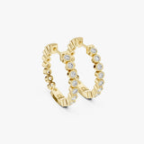 Bezel Diamond Huggie Hoop Earrings