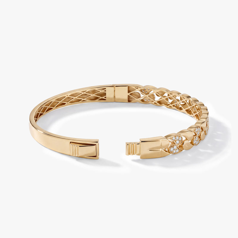 14K Solid Gold Diamond Link Bangle Bracelet