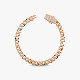 Solid Gold Half Pavé Miami Cuban Bracelet with Diamond Clasp – 7mm
