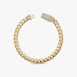 Solid Gold Miami Cuban Bracelet with Diamond Clasp – 7mm