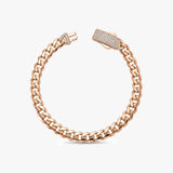 Solid Gold Miami Cuban Bracelet with Diamond Clasp – 7mm