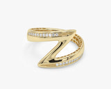 Solid Gold Zig Zag Ring with Diamonds