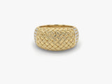 Gold Woven Dome Ring with Lab Grown Diamonds