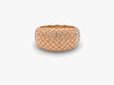 Gold Woven Dome Ring with Lab Grown Diamonds
