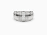 Gold Ribbed Ring with Pavé Lab Grown Diamonds