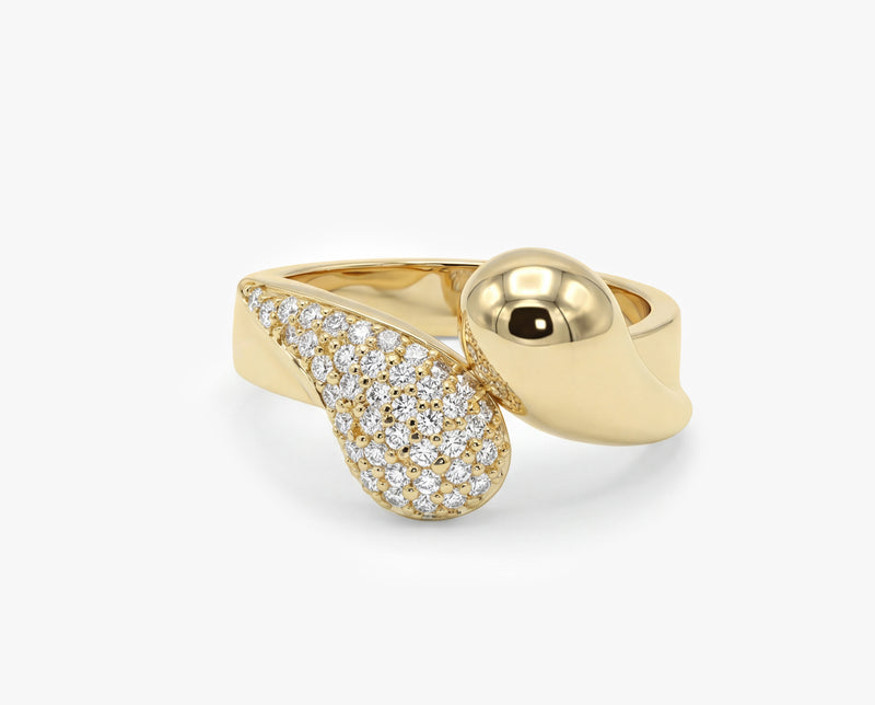 Gold Asymmetrical Ring with Lab Grown Diamonds