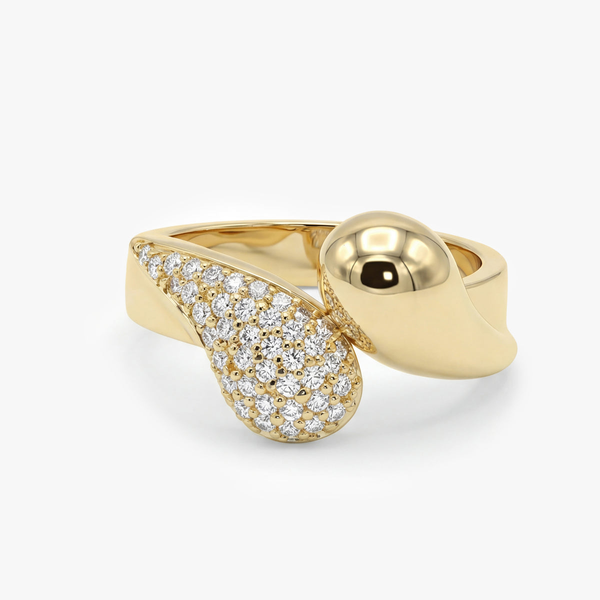 Gold Asymmetrical Ring with Lab Grown Diamonds