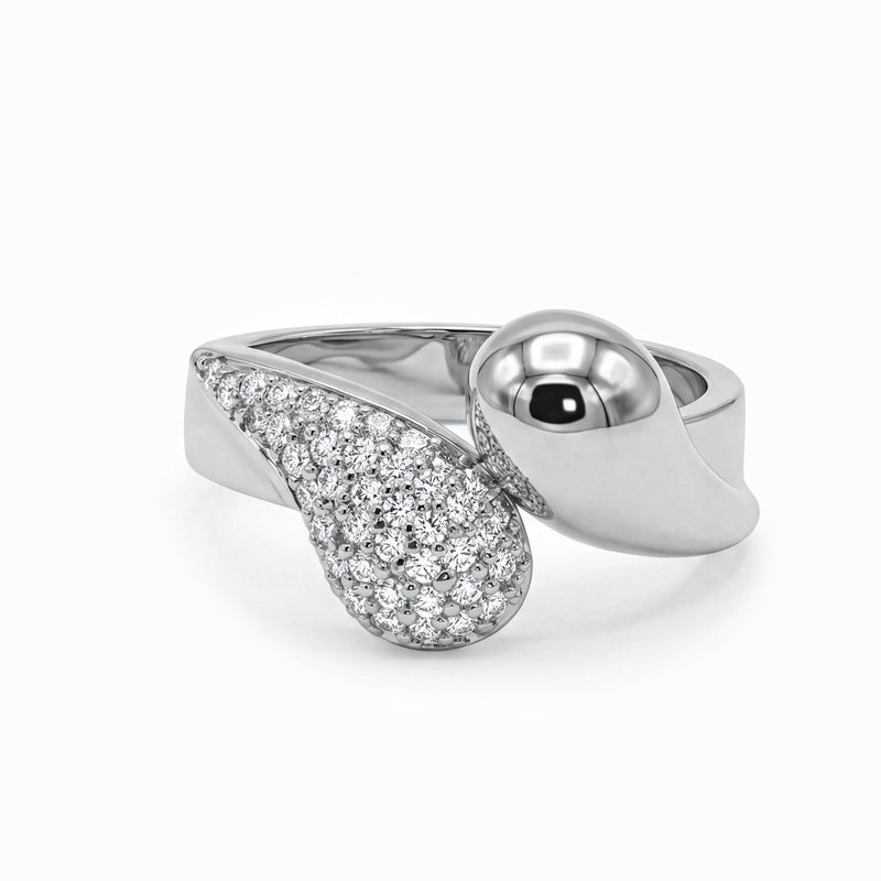 Gold Asymmetrical Ring with Lab Grown Diamonds