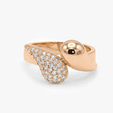 Gold Asymmetrical Ring with Lab Grown Diamonds
