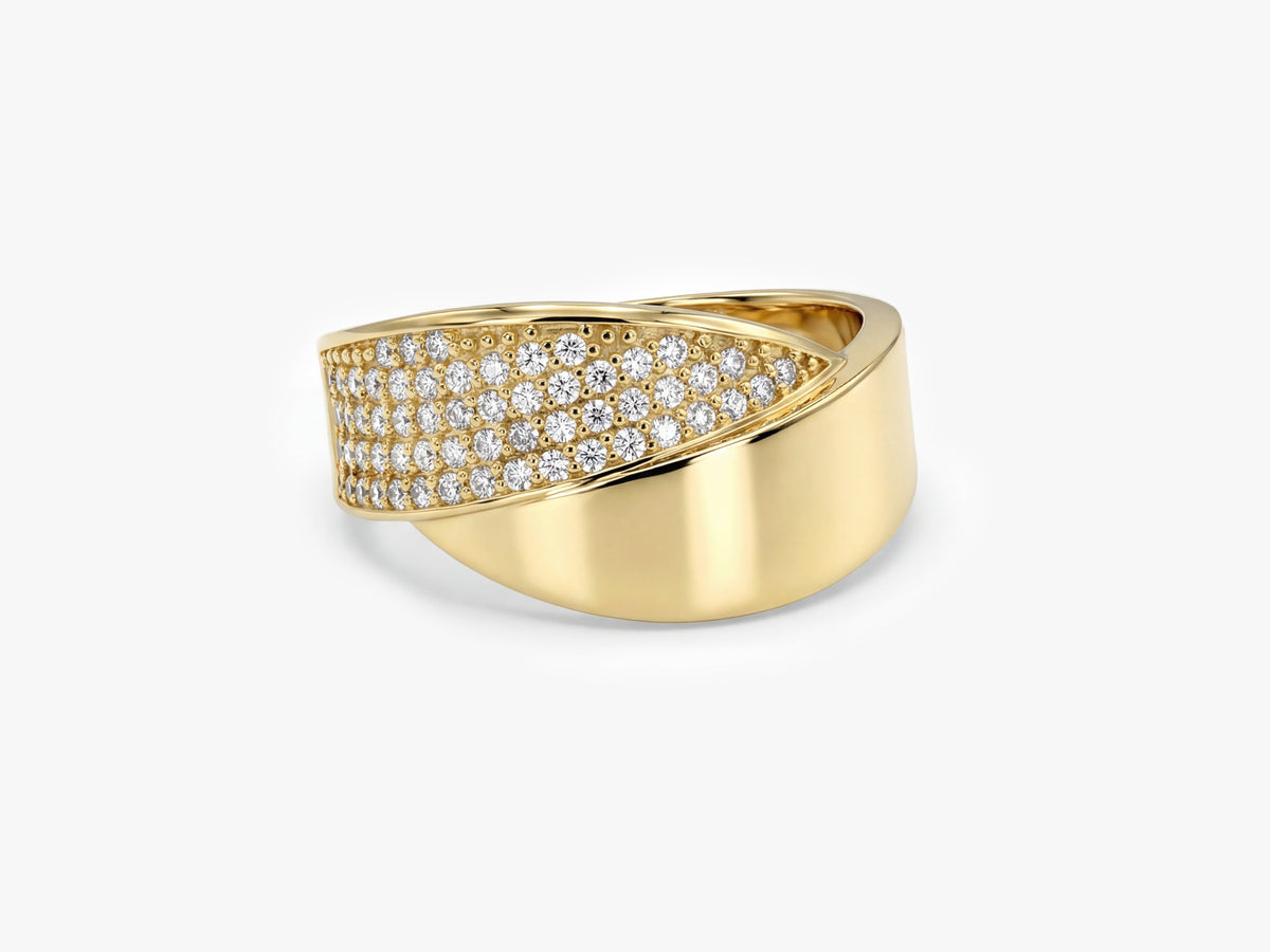 Gold Modern Pavé Ring with Lab Grown Diamonds