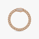 Solid Gold Pavé Miami Cuban Bracelet with Diamond Clasp – 9mm