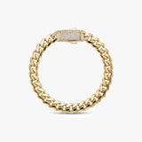 Solid Gold Miami Cuban Bracelet with Diamond Clasp – 9mm