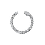 Solid Gold Half Pavé Miami Cuban Bracelet with Diamond Clasp – 9mm