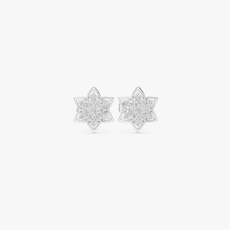 Floral Diamond Stud Earrings