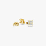 Gold Diamond Cluster Stud Earrings