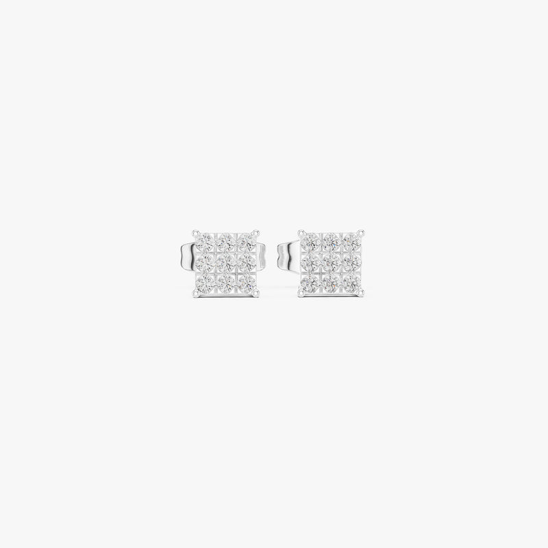 Gold Diamond Cluster Stud Earrings