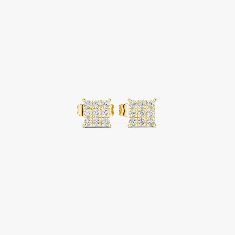 Gold Diamond Cluster Stud Earrings