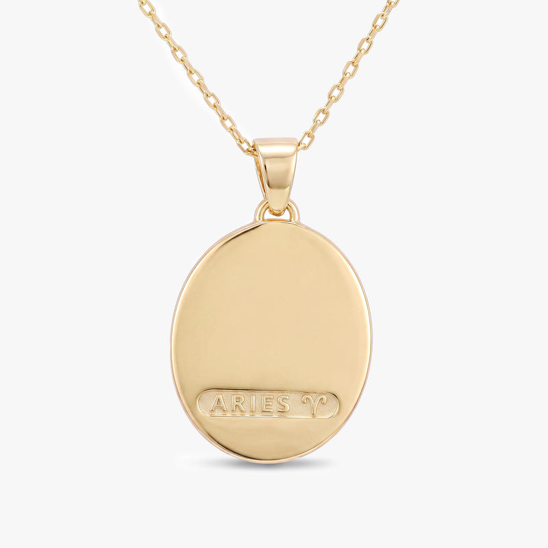 Aries Zodiac Diamond Gold Necklace