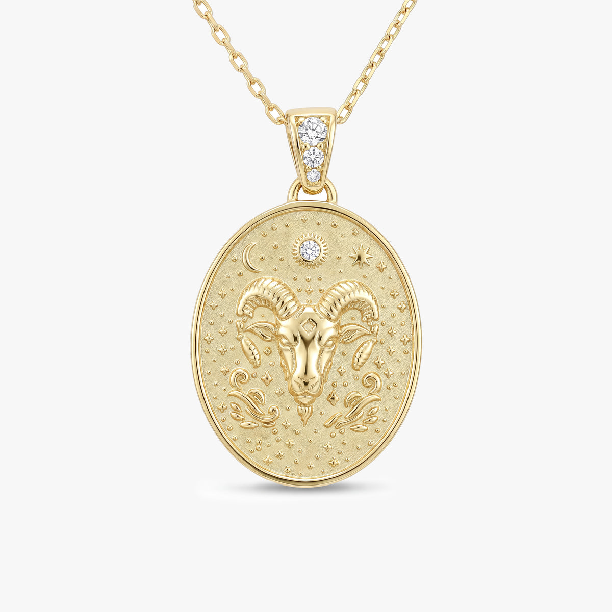 Aries Zodiac Diamond Gold Necklace