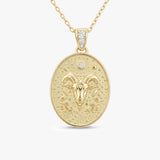 Aries Zodiac Diamond Gold Necklace