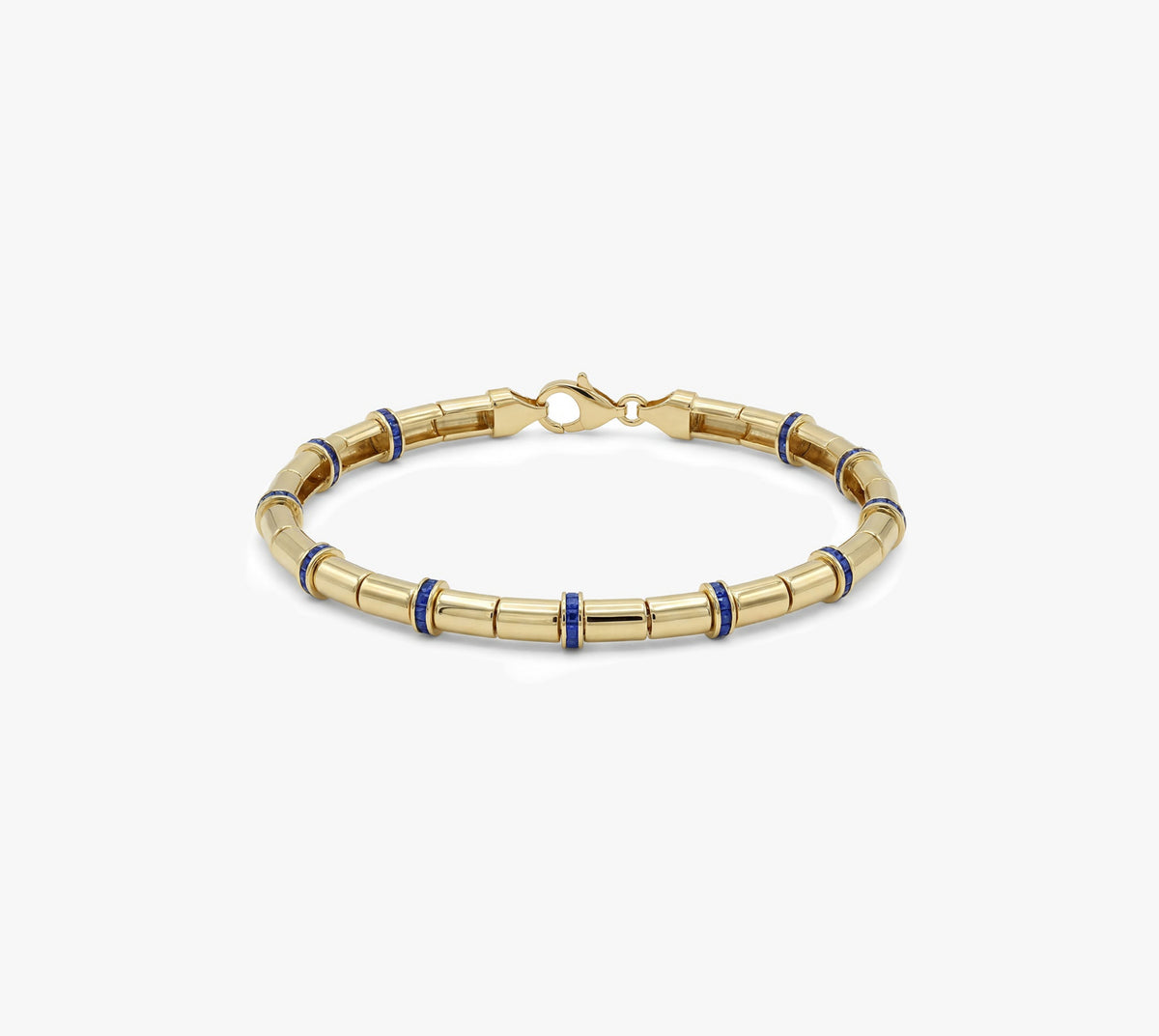 Solid Gold Blue Stone Station Bracelet