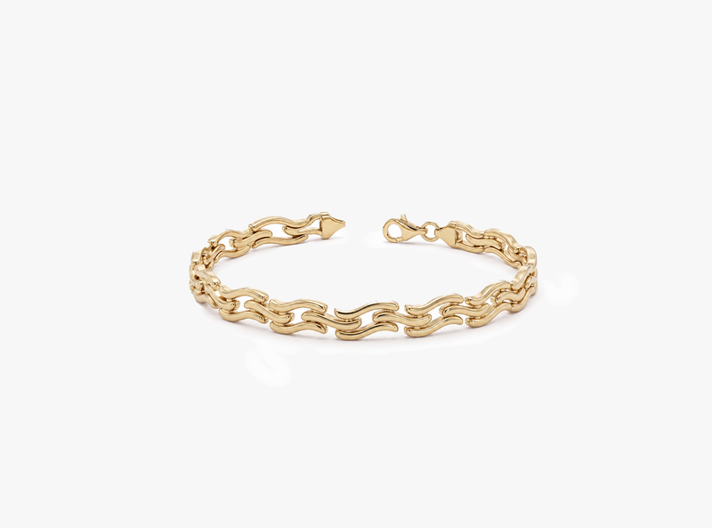 Gold Wave Link Bracelet