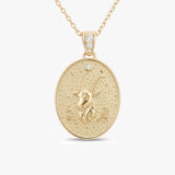 Capricorn Zodiac Diamond Solid Gold Necklace