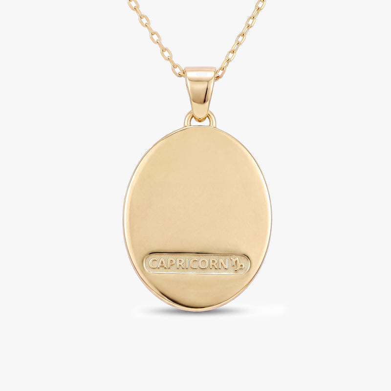 Capricorn Zodiac Diamond Solid Gold Necklace