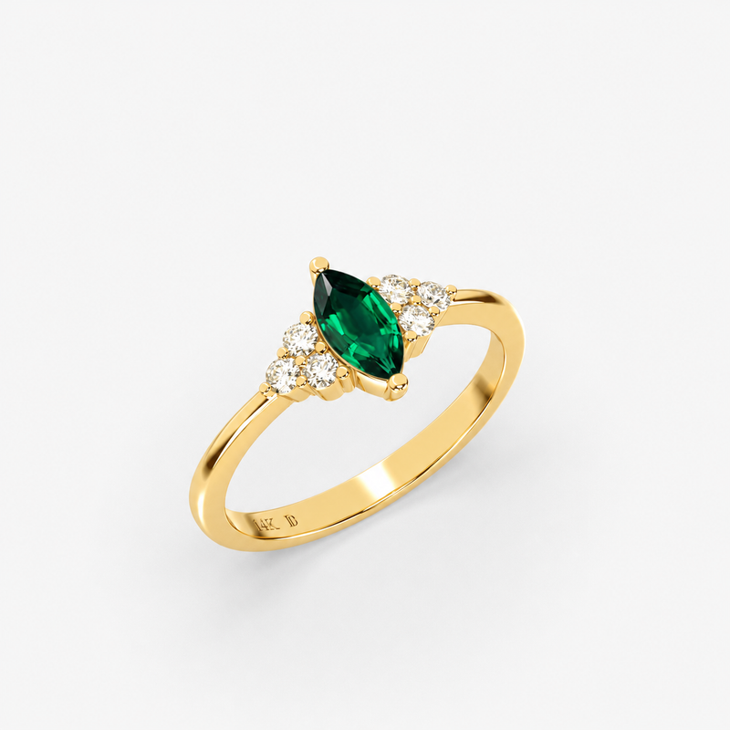 Marquise Emerald Ring in Gold