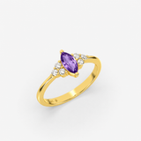 Marquise Amethyst Ring in Gold