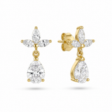 Pear Drop Earrings with White Sapphire Leaf Studs