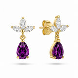 Pear Drop Earrings with White Sapphire Leaf Studs