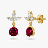 Round Drop Earrings with Marquise White Sapphire Accents