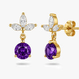 Round Drop Earrings with Marquise White Sapphire Accents